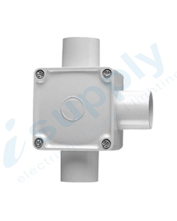 10 x SQUARE JUNCTION BOXES - 40mm 3 Way Entry PVC