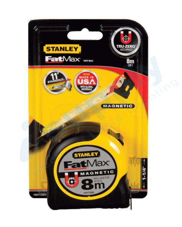 STANLEY FAT MAX MAGNETIC 8m METRIC TAPE MEASURE (3.3m STANDOUT) FMHT33869 - Image 2