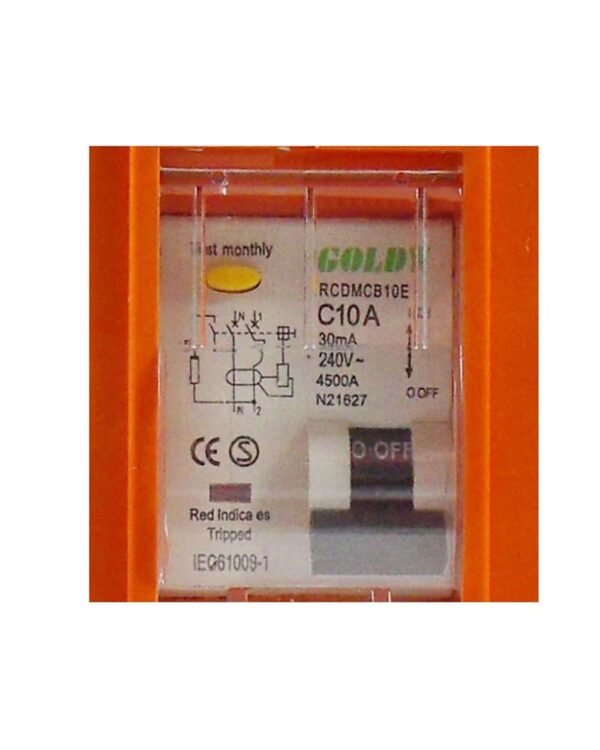 10 amp Portable Power Outlet Power Point Socket RCBO Protected Orange - Image 3