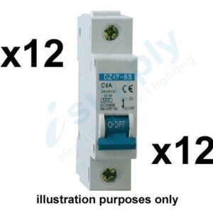 12 X 63A Circuit Breaker 1 Pole 6kA MCB