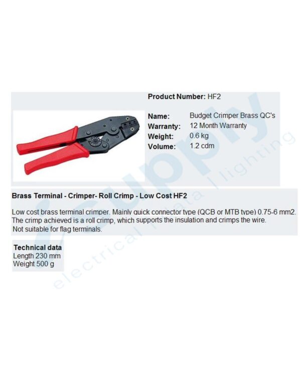 Cabac HF2 CRIMPER ? 230mm ? BUDGET BRASS TERMINAL CRIMPER - Image 3
