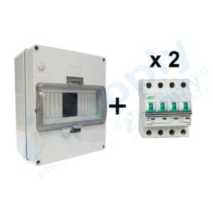 Circuit Breaker 20A 2 x 4 Pole MCB DC1000V (Non polarised) 8 pole Waterproof ...