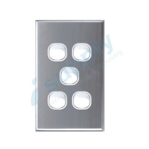DEXTON 5 Gang Light Switch Slim range stainless steel cover DXWS5/SC