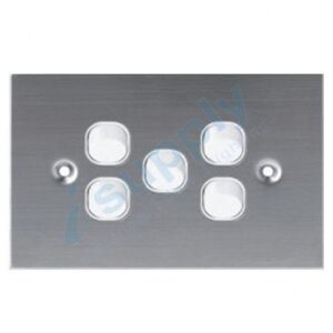 DEXTON FLAT STAINLESS STEEL FIVE LIGHT SWITCH – 5 GANG DXSSW5