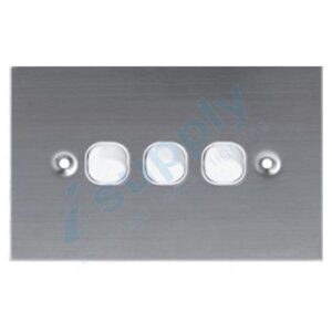 DEXTON FLAT STAINLESS STEEL TRIPLE LIGHT SWITCH – 3 GANG SLIM DXSSW3
