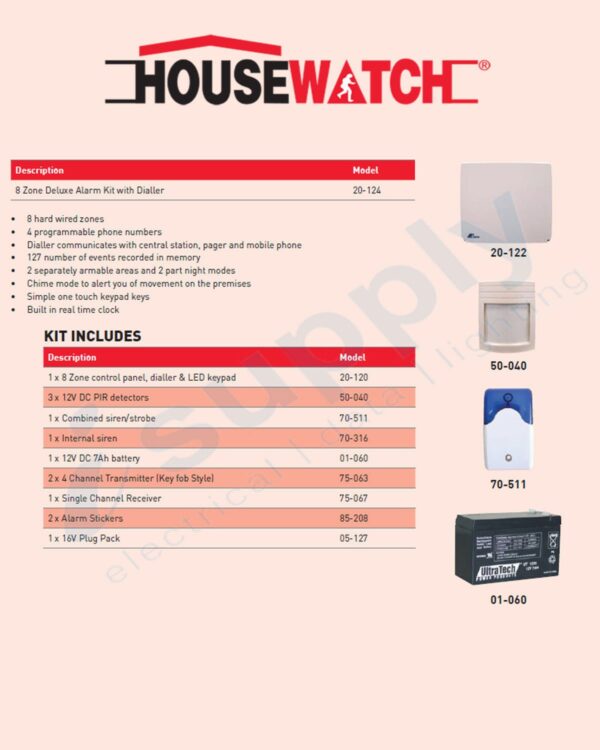 HOUSEWATCH CROW 8 ZONE DELUXE ALARM KIT WITH DIALLER 20-124 - Image 2