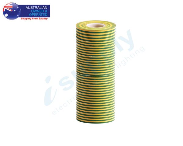 Home Electrical Insulation PVC Tape Earth G/Y 19mm x 20M Single or Bulk Pack - Image 2