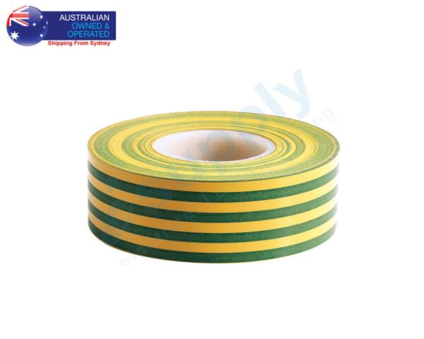 Home Electrical Insulation PVC Tape Earth G/Y 19mm x 20M Single or Bulk Pack