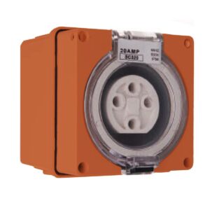 PULSET Single Phase 4 Round Pin Socket 40 Amp Resistive Orange IP/SC440/RO