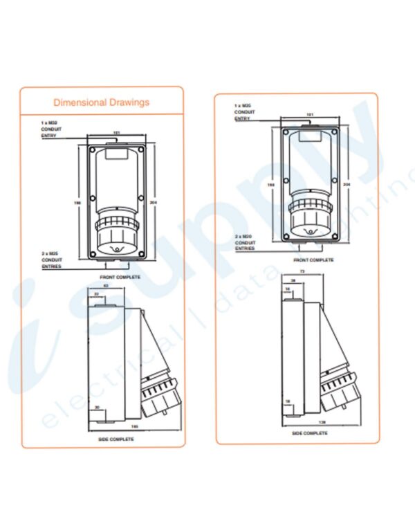 PULSET Three Phase 4 Pin 32Amp Appliance Inlet IP66 IP/AI432 - Image 3