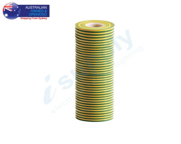 Home Electrical Insulation PVC Tape Earth G/Y 19mm x 20M Single or Bulk Pack - Image 4