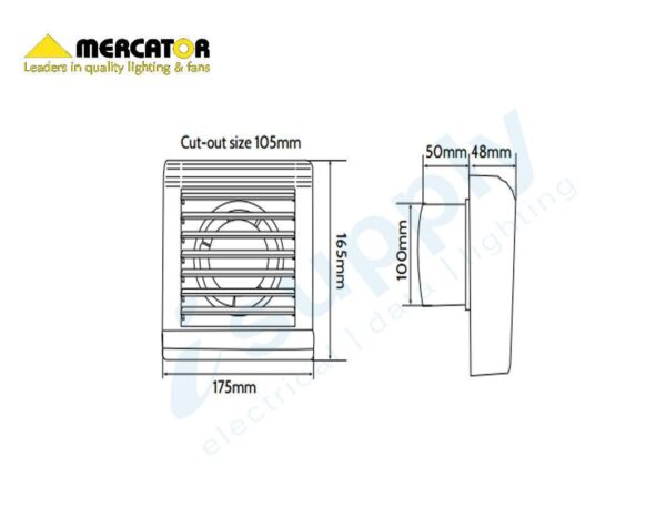 Mercator Window / Wall Exhaust Fan | 100mm Model | Bathroom Auto Shutter BWE231WH - Image 2