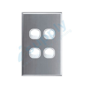 DEXTON 4 Gang Light Switch Slim range stainless steel cover DXWS4/SC