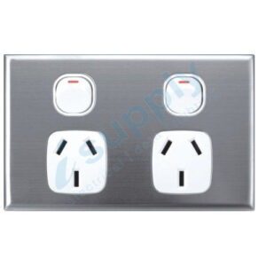 DEXTON Double Powerpoint Stainless Steel Cover Plate DXWGPO2/ASC