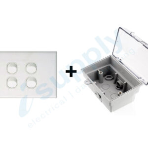 DEXTON Four Light Switch 4 Gang + Weatherproof Box Lock Clear Lid