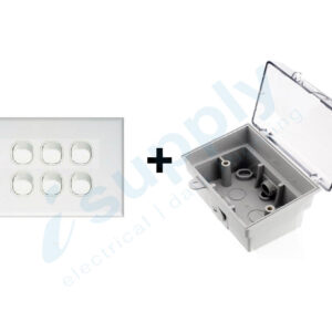 DEXTON Six Light Switch 6 Gang + Weatherproof Box Lock Clear Lid
