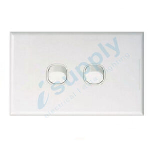 DEXTON 2 Gang Slim 5mm Two Light Switch White DXSW2