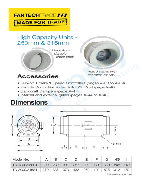 FANTECHTRADE Fan In-Line 150mm 1phase TD Silent series FANTD-500/150