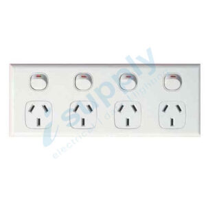 TRANSCO Quad 4 Gang Power Point Double Pole GPO Outlet P4