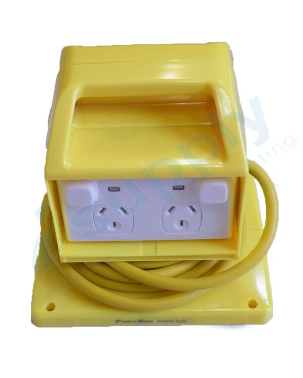 15 amp Portable Power Outlet Power Point Socket RCBO Protected Yellow - Image 2