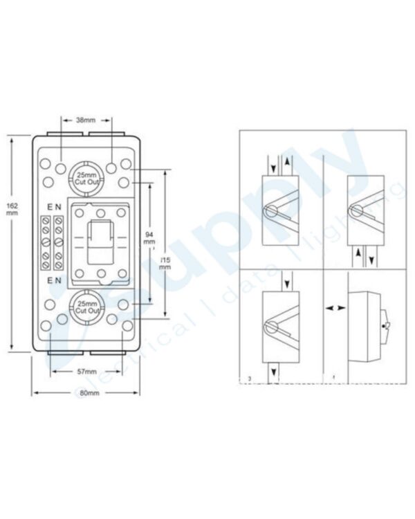 NLS 63A ISOLATING SWITCH SINGLE 1 POLE INDUSTRIAL IP66 63A - Image 3