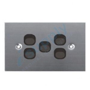 DEXTON  BLACK FLAT STAINLESS STEEL FIVE LIGHT SWITCH – 5 GANG DXSSB5