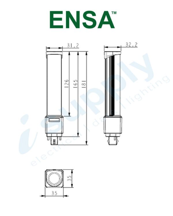 ENSA 10W LED PL G24Q 4-Pin Light Bulb (3000K) LEDG24Q10W3K - Image 2