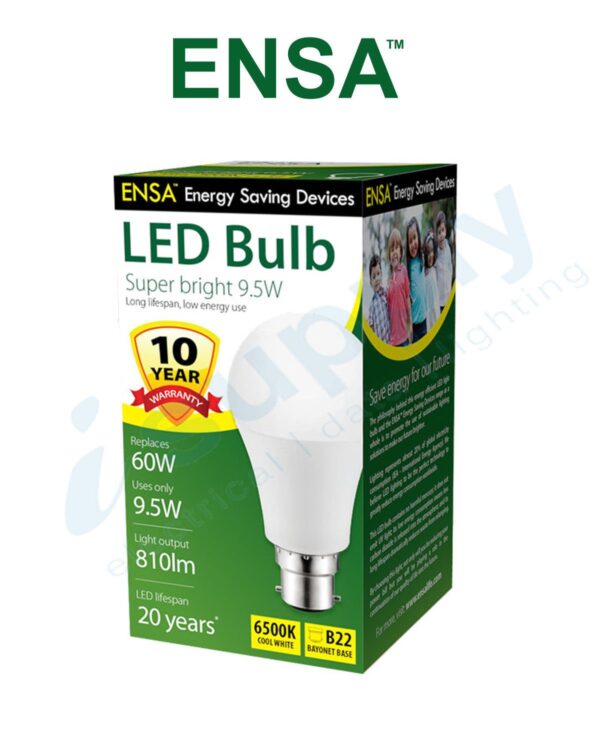 ENSA 9.5W LED Light Bulb Bayonet (3000K) LEDBL9WB223K - Image 2