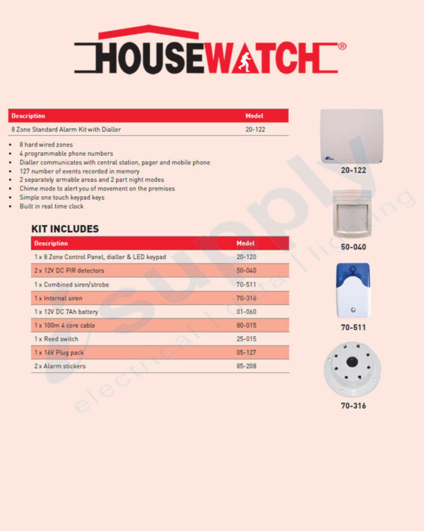 HOUSEWATCH CROW 8 ZONE STANDARD ALARM KIT WITH DIALLER 20-122 - Image 2