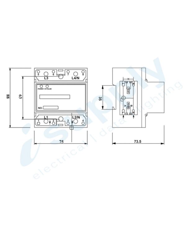 PULSET KW Hour Meter Single Phase Analog Din Rail Mounted - Image 4