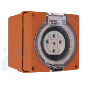 PULSET Single Phase 5 Round Pin Socket 10 Amp Resistive Orange IP/SC510/RO