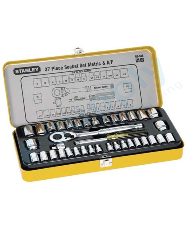 STANLEY 37 PCE 1/4" & 3/8" Drive Metric A/F Socket Set 89-518 - Image 2