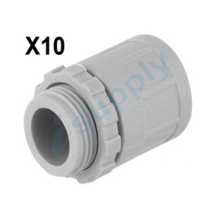 10 X 20mm Plain to Screwed Adapter with Locking Ring Conduit screw