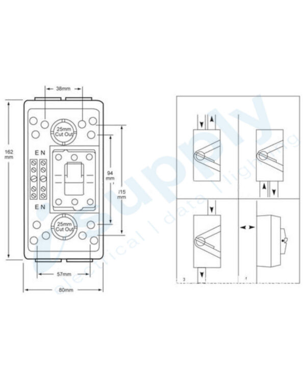 NLS 35A ISOLATING SWITCH SINGLE 1 POLE INDUSTRIAL IP66 32A - Image 2