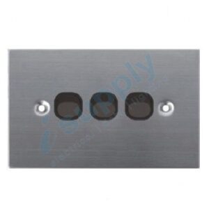 DEXTON BLACK FLAT STAINLESS STEEL TRIPLE LIGHT SWITCH – 3 GANG SLIM DXSSW3/B