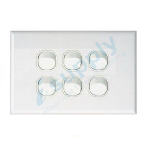 DEXTON 6 Gang Slim 5mm Six Light Switch White DXSW6
