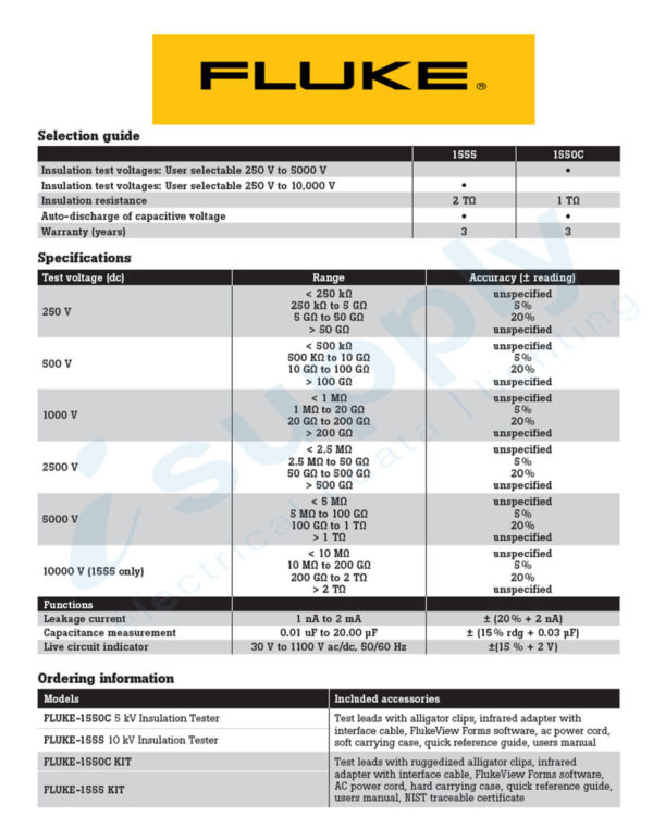 Fluke INSULATION TESTER 5kV FLU1550C - Image 3