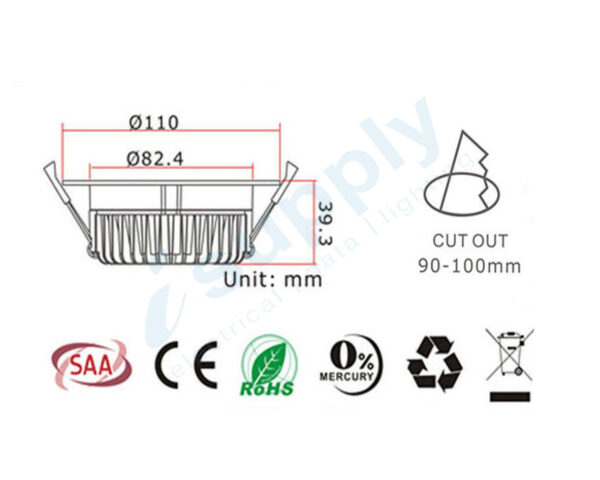 NLS 12WATT SAMSUNG LED DOWN LIGHT KIT DIMMABLE WARM 3000K - Image 2
