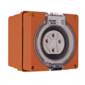 PULSET Single Phase 4 Round Pin Socket 10 Amp Resistive Orange IP/SC410/RO