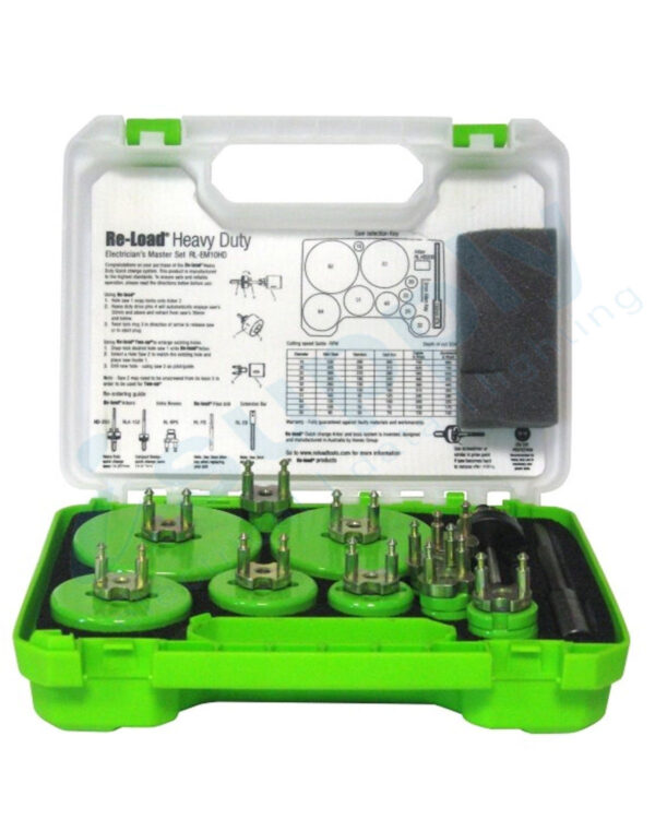RELOAD HOLESAW SET 22PC INC. 20,22,25 32,40,51,64,70,92mm/BOSSES/ABR RLEM10HDS