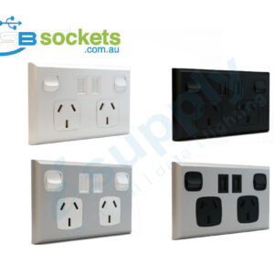 USB Double Power Point Plug Socket Switch Wall Power Australian