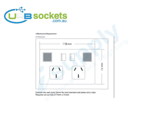 USB Double Power Point Plug Socket Switch Wall Power Australian - Image 6