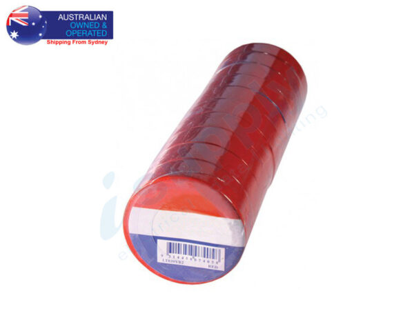Home Electrical Insulation PVC Tape RED 19mm x 20M Single or Bulk Pack - Image 4