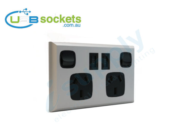 USB Double Power Point Plug Socket Switch Wall Power Australian - Image 13