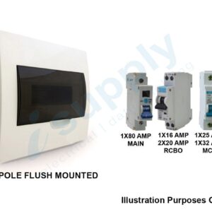 COMPLETE 8 WAY POLE FLUSH DISTRIBUTION BOARD SWITCHBOARD SAFETY SWITCH RCD MAIN SWITCH