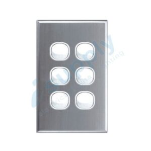 DEXTON 6 Gang Light Switch Slim range stainless steel cover DXWS6/SC
