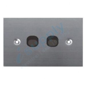 DEXTON  BLACK FLAT STAINLESS STEEL DOUBLE LIGHT SWITCH – 2 GANG SLIM DXSSW2/B