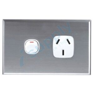 DEXTON Single Power Point Socket Outlet GPO Slim range stainless steel cover DXGP01/SC