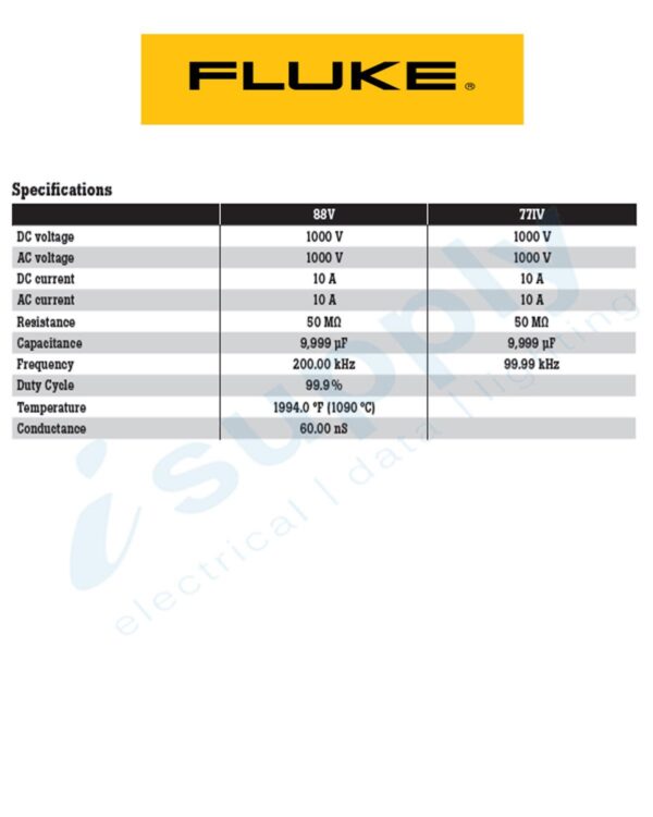 Fluke MULTIMETER 1000V LARGE DISPLAY FREQUENCY,CAPACITANCE,B/LIGHT FLU77-4 - Image 2