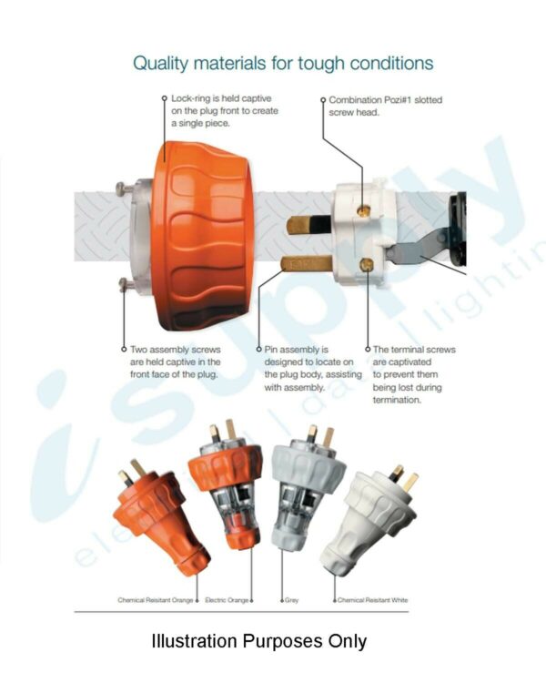 20 Amp Extension Lead: Single Phase,3 pin round 240V 10 20 30 Metres